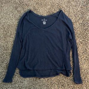 AE Soft & Sexy Navy Blue Ribbed Long Sleeve